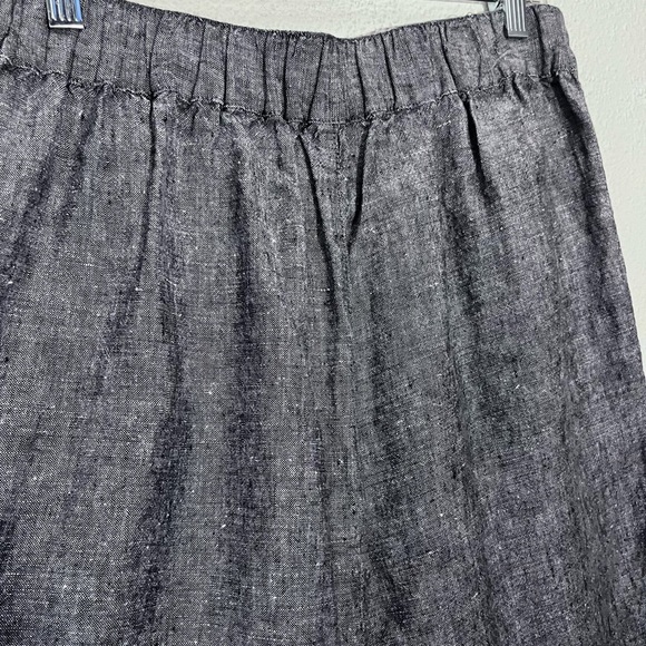 Catherine Malandrino Lagenlook Gray 100% Linen Wide Legs Elastic Waist Pants M - Picture 5 of 7